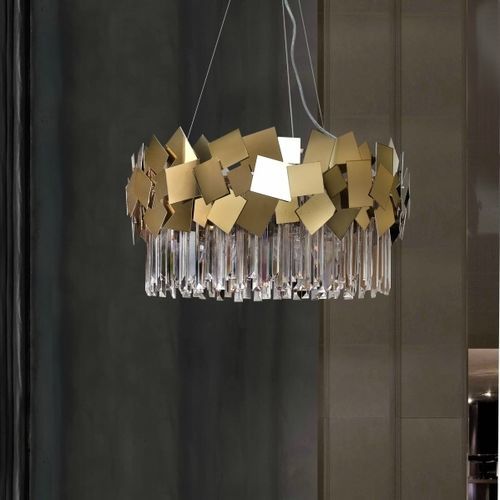Lampadario contemporaneo - HEMERA - K-LIGHTING - in cristallo / in acciaio inossidabile / da 8 lampadine