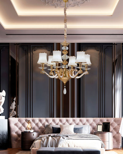 Lampadario classico - VINTAGE D'OR - K-LIGHTING - in vetro / in zinco / da 6 lampadine