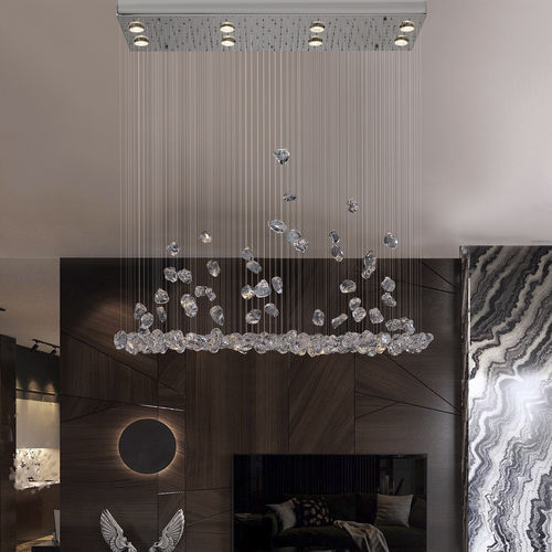 Plafoniera contemporanea - STONES - K-LIGHTING - rettangolare / in vetro / in acciaio inossidabile