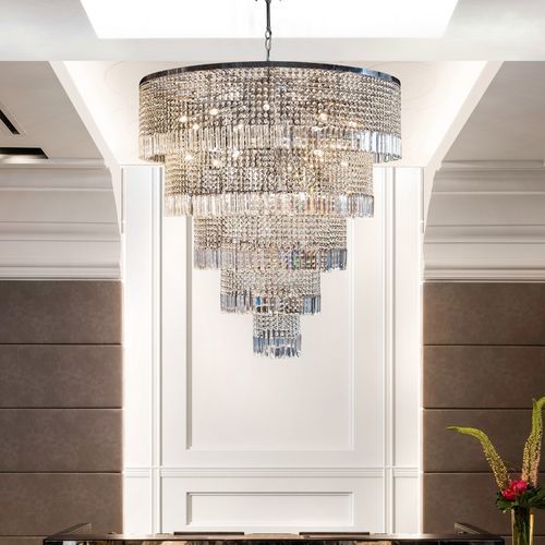 Lampadario contemporaneo - LINE REBELO - K-LIGHTING - in cristallo / in ottone lucidato / contract