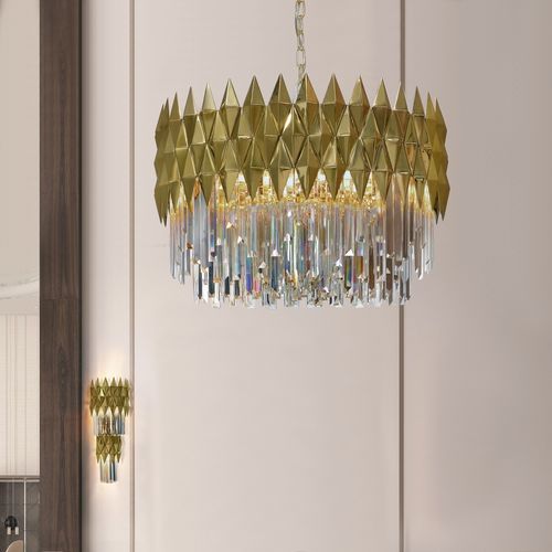 Lampadario contemporaneo - LINE LUNE MEDIUM - K-LIGHTING - in cristallo / in acciaio inossidabile / da 12 lampadine