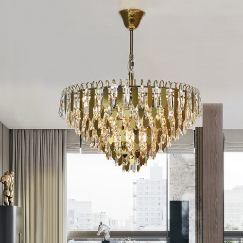 Lampadario contemporaneo - LINE MAHINA - K-LIGHTING - in cristallo / in acciaio inossidabile / contract