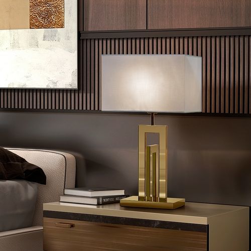 Lampada da tavolo - LINE NEAT - K-LIGHTING - in acciaio inossidabile / in tessuto / contemporanea