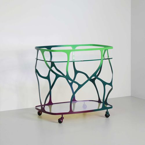 Carrello portavivande di servizio - Papillon - TOM FAULKNER - per uso residenziale / in acciaio / in vetro