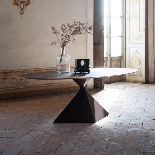 Tavolo da pranzo contemporaneo - Avebury - TOM FAULKNER - in legno / in marmo / con supporto in acciaio