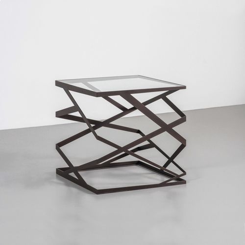 Tavolo d'appoggio contemporaneo - Ariel - TOM FAULKNER - in vetro / in marmo / con supporto in acciaio