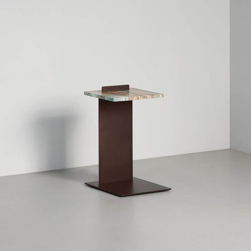 Tavolo d'appoggio design minimalista - Edge - TOM FAULKNER - in acciaio / in bronzo / in marmo