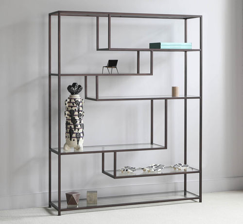 Scaffale contemporaneo - Melrose - TOM FAULKNER - in acciaio inossidabile / in vetro / marrone