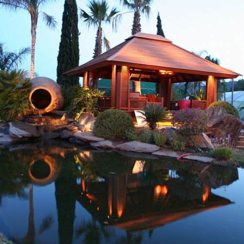 Gazebo in merbau -  20M2 - Teck Time - tetto in legno / con struttura in legno / per hotel
