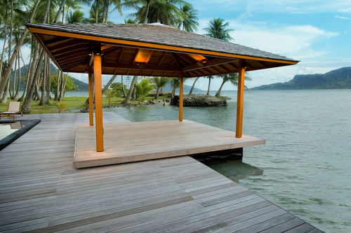 Gazebo in legno - 20M2 - Teck Time - tetto in legno / con struttura in legno / per hotel