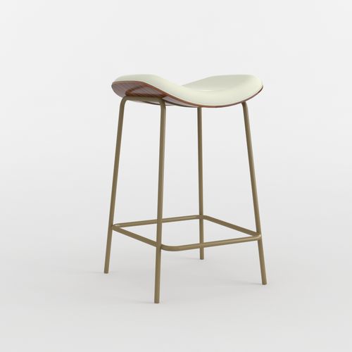 Sgabello da bar contemporaneo - ESCO - arianeske - in pelle / in rovere / in legno di rosa
