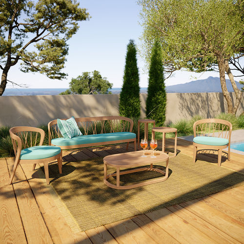 Set lounge da giardino contemporaneo - Udi - arianeske - in teak / in tessuto / per uso residenziale