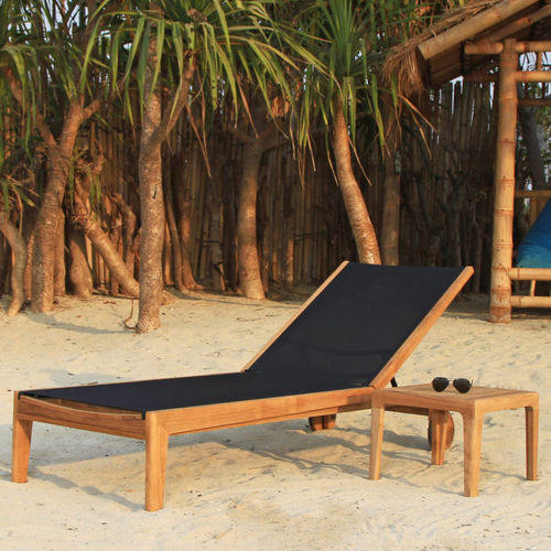 Lettino prendisole contemporaneo - AQUARIVA - Ezeis - in teak / contract / con schienale regolabile