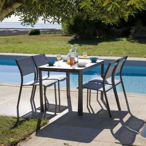 Tavolo da pranzo contemporaneo - MISTRAL - Ezeis - in HPL / con supporto in alluminio / rettangolare