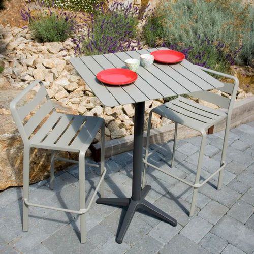 Tavolo alto contemporaneo - SPRING - Ezeis - in alluminio / con supporto in alluminio / quadrato