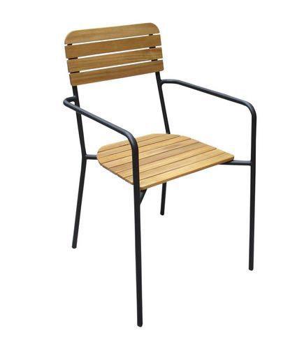Sedia contemporanea - SCOOL - Ezeis - da esterno / in legno esotico / con supporto in acciaio galvanizzato