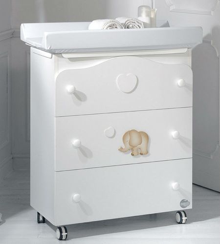 Fasciatoio in legno - ELEFANTINO - Baby Expert - con rotelle