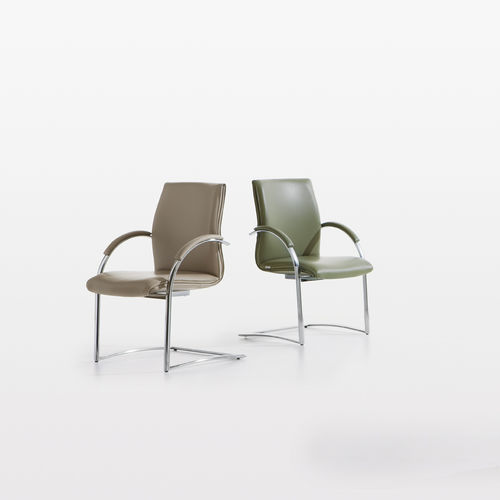 Sedia visitatore contemporanea - RANG - Milani - da interno / in pelle / cantilever