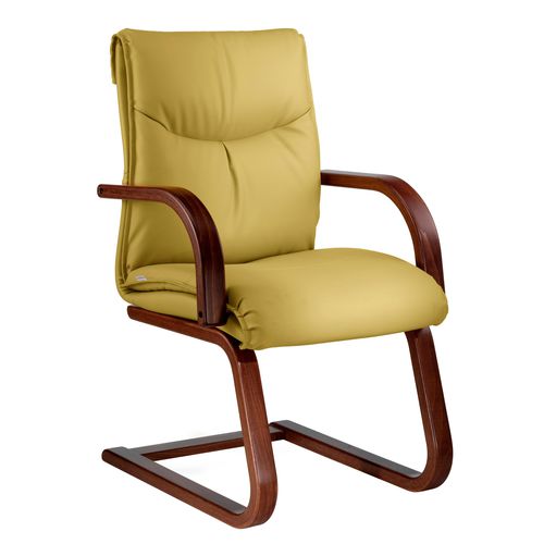Sedia visitatore contemporanea - SALLY - Milani - da interno / in tessuto / con supporto in noce
