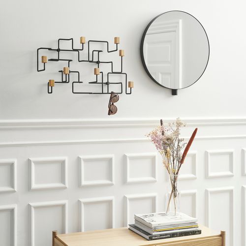 Specchio a muro - KOLLAGE - Gejst - contemporaneo / rotondo / in rovere