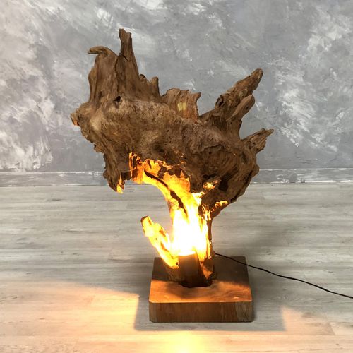 Lampada da pavimento - TOSCANA - ARRELART - in teak / design organico / con cavo