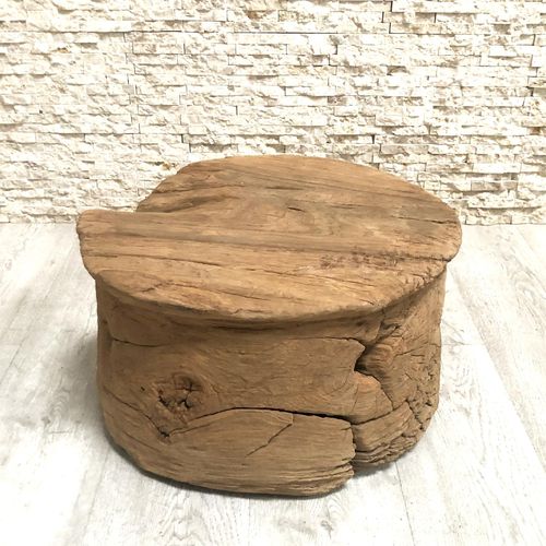 Tavolino basso design originale - VELHA  - ARRELART - in teak / con supporto in teak / rotondo