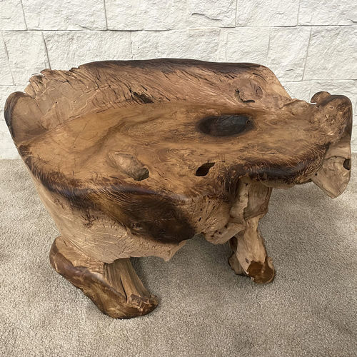 Tavolino basso in stile rustico - SOPHIE - ARRELART - in teak / con supporto in teak / su misura