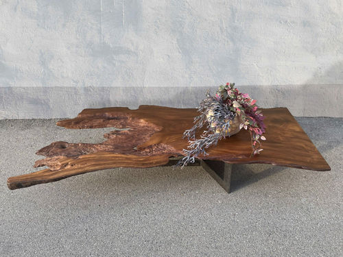Tavolino basso design originale - SAMANEA SAMAN - ARRELART - in legno massiccio / in legno tropicale / con supporto in metallo