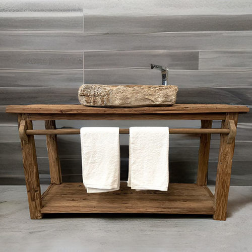 Mobile lavabo da appoggio - ALSACE - ARRELART - in teak invecchiato / contemporaneo / senza ante