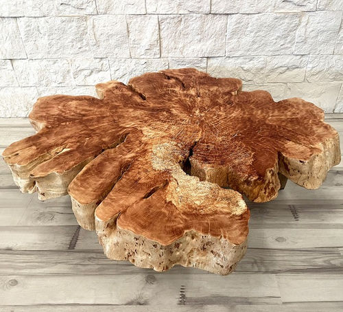 Tavolino basso contemporaneo - BARCELONA - ARRELART - in legno tropicale / con supporto in legno massiccio / su misura