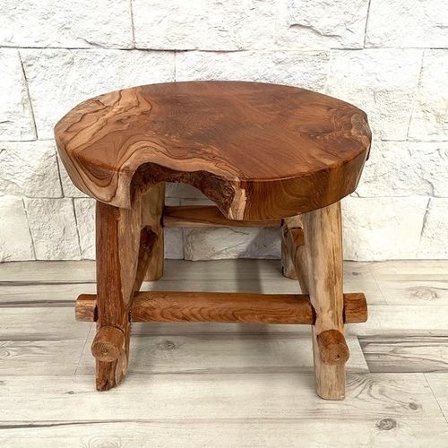 Tavolo d'appoggio contemporaneo - JULIETTE - ARRELART - in teak / con supporto in teak / rotondo