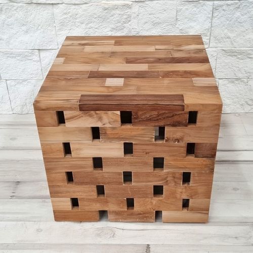 Tavolo d'appoggio design originale - TUSCANY - ARRELART - in teak / con supporto in teak / quadrato