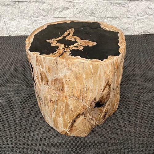 Tavolo d'appoggio contemporaneo - LOREN - ARRELART - in legno fossilizzato / con supporto in legno fossilizzato / ovale