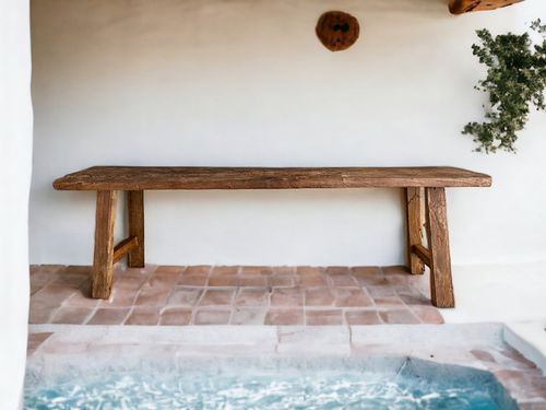 Panca in stile rustico - BANQ7 - ARRELART - in teak / senza schienale / senza braccioli
