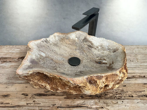 Lavabo da appoggio - PAUL - ARRELART - in legno fossilizzato / fatto a mano / organico