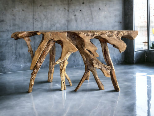 Consolle design originale - NOUR - ARRELART - in teak / con supporto in teak / su misura