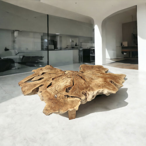 Tavolino basso design organico - KRISTEN - ARRELART - in legno tropicale / con supporto in legno massiccio / su misura