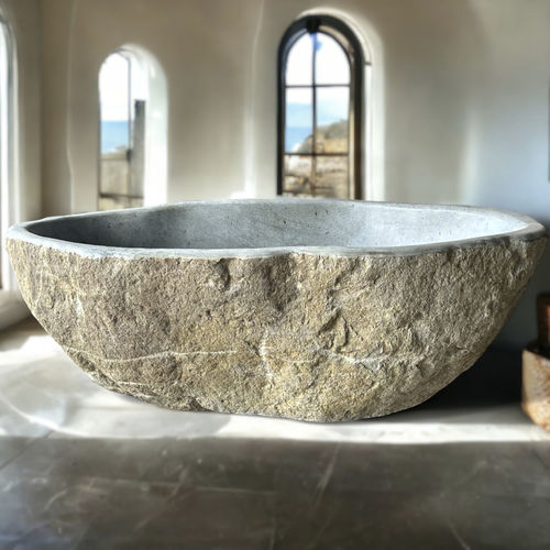 Vasca da bagno ovale - CRETA - ARRELART - ad isola / per ambiente abitativo / in pietra naturale
