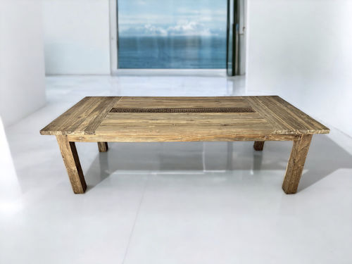 Tavolo da pranzo contemporaneo - MALLORCA - ARRELART - in teak / con supporto in teak / rettangolare