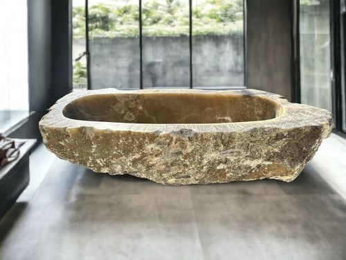 Vasca da bagno da appoggio - DUBAI - ARRELART - per ambiente abitativo / in onice / design organico