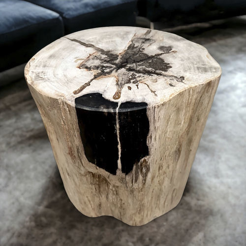 Sgabello contemporaneo - BLACK - ARRELART - in legno fossilizzato / con supporto in legno fossilizzato / fatto a mano