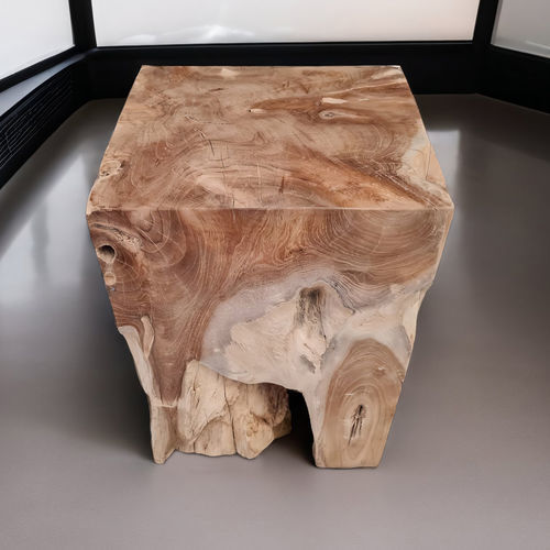 Tavolo d'appoggio in stile rustico - LEONEL - ARRELART - in teak / con supporto in teak / quadrato