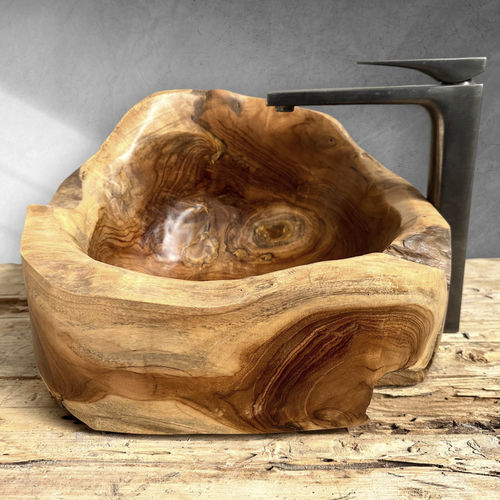 Lavabo da appoggio - LOGAN - ARRELART - in teak / personalizzabile / su misura