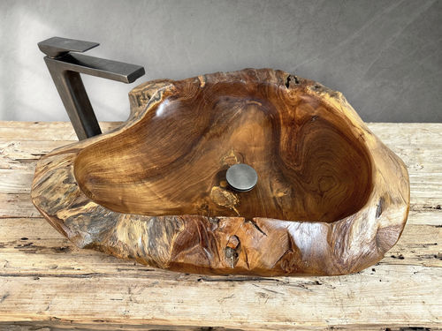 Lavabo da appoggio - NAHELE - ARRELART - in teak / su misura / fatto a mano