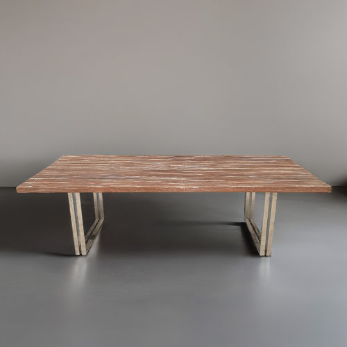 Tavolo da pranzo contemporaneo - IRINA - ARRELART - in teak / con supporto in metallo / rettangolare