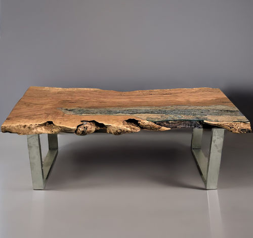 Tavolo da pranzo design originale - ARAVA - ARRELART - in legno esotico / in vetro / con supporto in acciaio