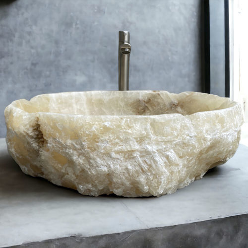 Lavabo da appoggio - KRISTAL - ARRELART - in onice / fatto a mano / ovale