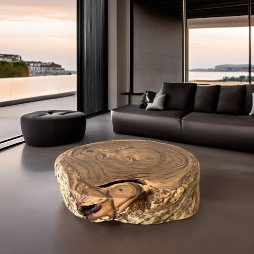 Tavolino basso contemporaneo - GANDA - ARRELART - in legno massiccio / in legno tropicale / in legno con vernice di protezione satinata