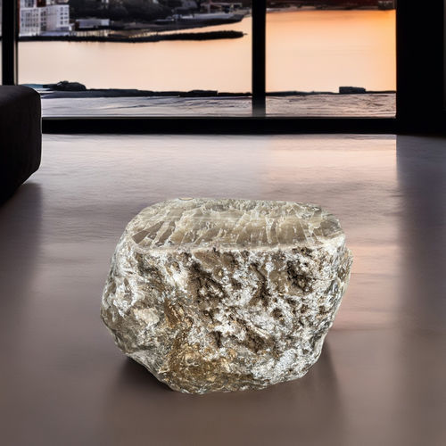 Tavolo d'appoggio design originale - MINERVA - ARRELART - in onice / con supporto in pietra / su misura