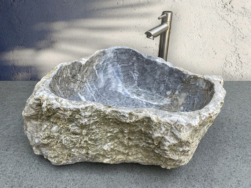 Lavabo da appoggio - CUORE - ARRELART - in marmo / fatto a mano / organico
